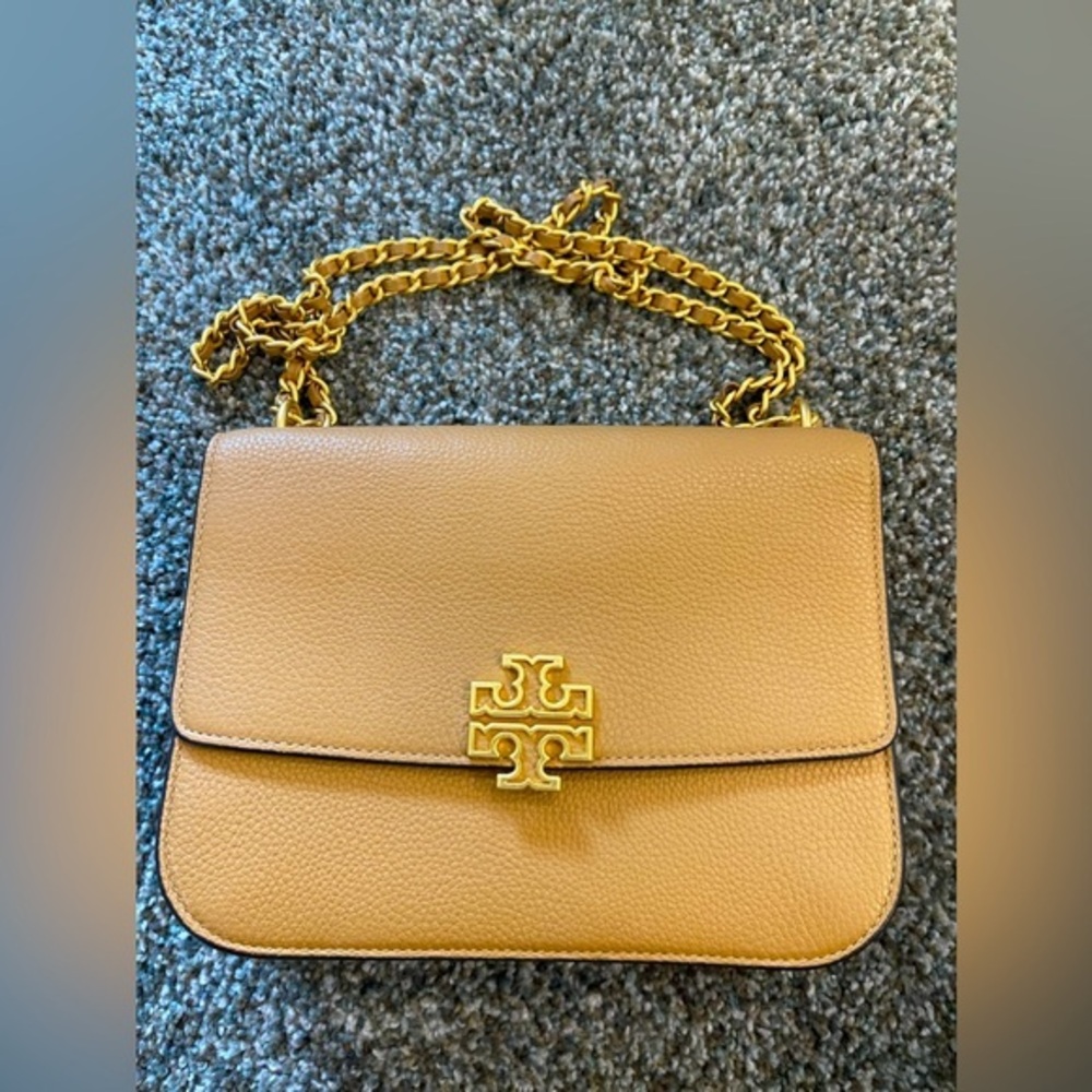 NWOT Tory Burch Britten Leather Shoulder Bag Tan Brown